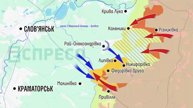Карта бойових дій 9-16 травня: окупанти наближаються до Слов’янська, а ЗСУ контратакує на Харківському прикордонні